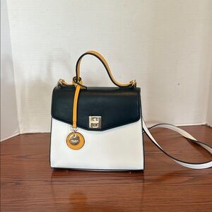 Dune London Black and White Mini Bag with Gold Accent